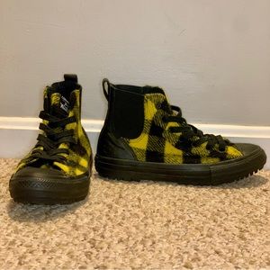 Yellow woolrich converse